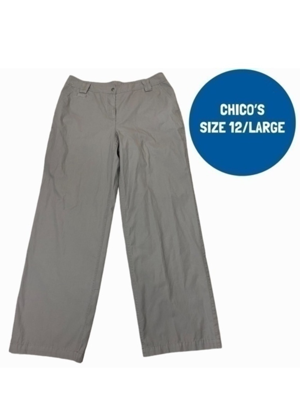 Chico’s gray classic cotton pants size 12